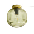 Dusklia - Jules Ribbed Glass Flush Ceiling Light - Green/Gold