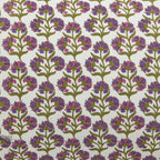 Dusklia - Julia 100% Cotton Box Pleat Edge Printed Cushion Cover - Purple/Green