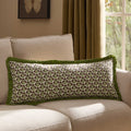 Dusklia - Julia 100% Cotton Box Pleat Edge Printed Sofa Cushion Cover - Purple/Green