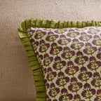 Dusklia - Julia 100% Cotton Box Pleat Edge Printed Sofa Cushion Cover - Purple/Green