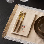 Dusklia - Julio Drink Embroidered Set of 4 Napkins - Natural