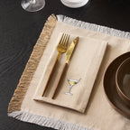 Dusklia - Julio Drink Embroidered Set of 4 Napkins - Natural