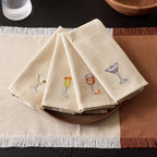 Dusklia - Julio Drink Embroidered Set of 4 Napkins - Natural