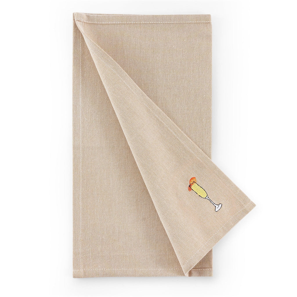 Dusklia - Julio Drink Embroidered Set of 4 Napkins - Natural