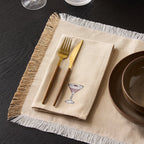 Dusklia - Julio Drink Embroidered Set of 4 Napkins - Natural