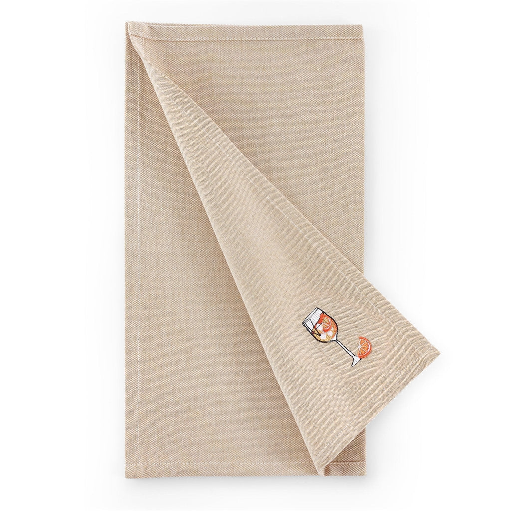 Dusklia - Julio Drink Embroidered Set of 4 Napkins - Natural