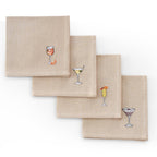 Dusklia - Julio Drink Embroidered Set of 4 Napkins - Natural