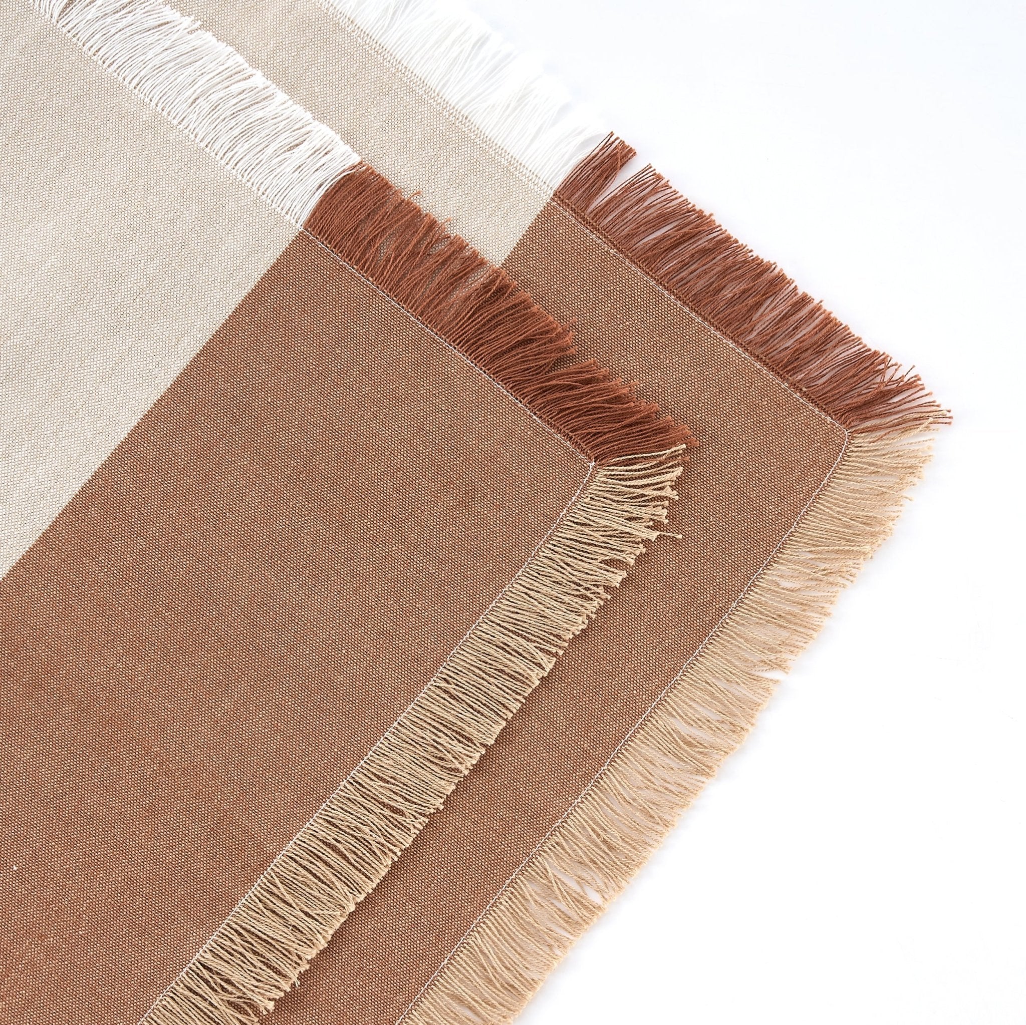 Dusklia - Julio Tufted Block Colour Set of 4 Placemats - Natural/ Burnt Orange