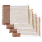 Dusklia - Julio Tufted Block Colour Set of 4 Placemats - Natural/ Burnt Orange