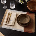 Dusklia - Julio Tufted Block Colour Set of 4 Placemats - Natural/ Burnt Orange