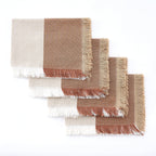 Dusklia - Julio Tufted Block Colour Set of 4 Placemats - Natural/ Burnt Orange