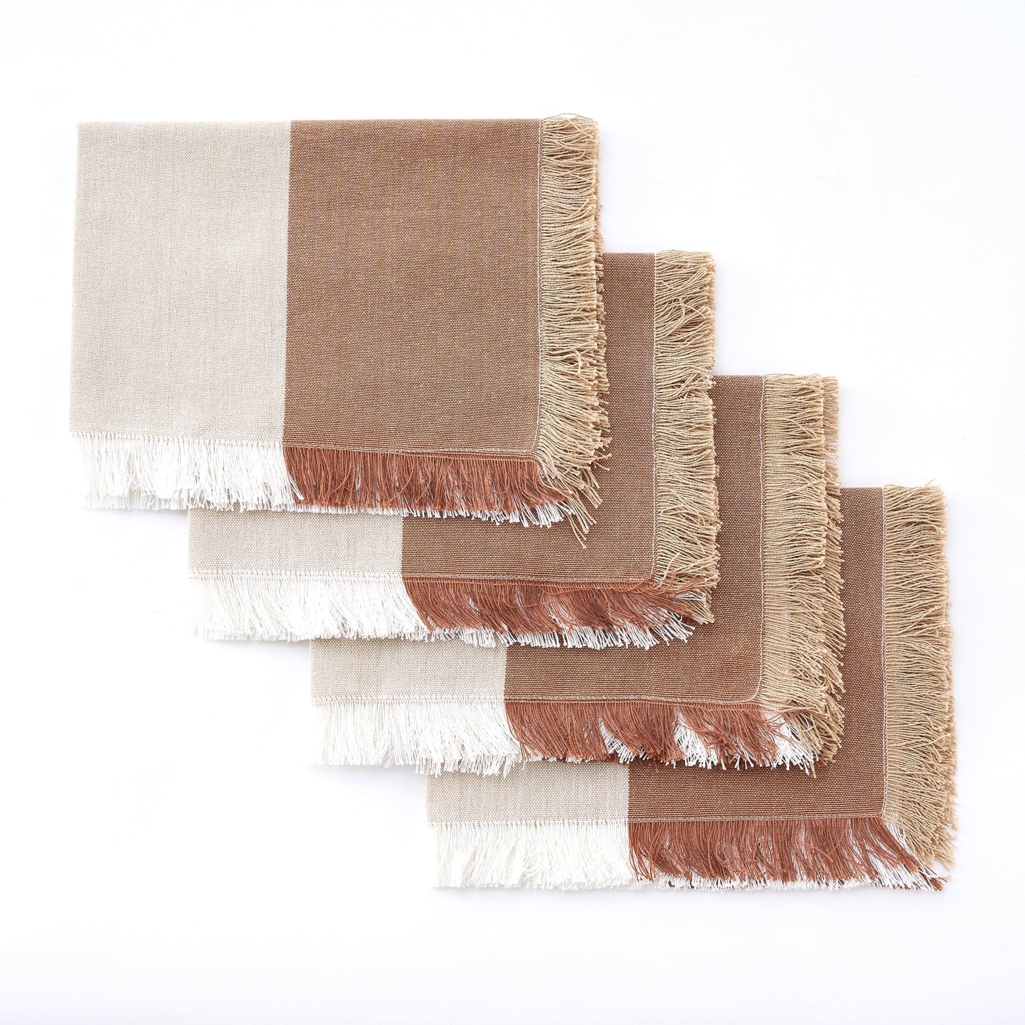 Dusklia - Julio Tufted Block Colour Set of 4 Placemats - Natural/ Burnt Orange