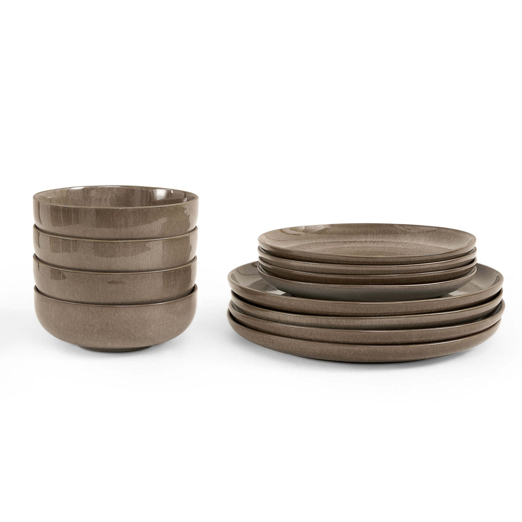Dusklia - Juniper 12 Piece Dinner Set - Mocha