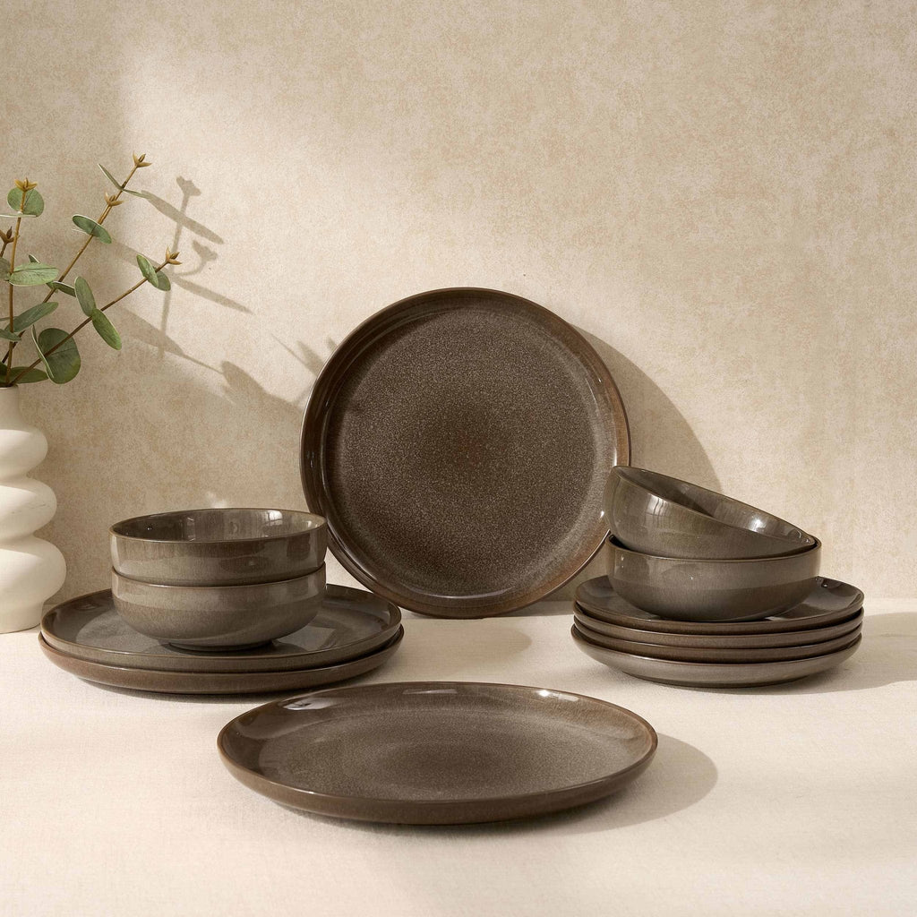 Dusklia - Juniper 12 Piece Dinner Set - Mocha