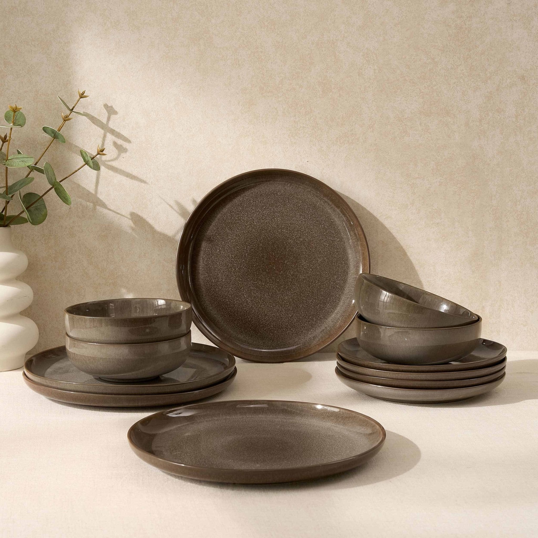 Dusklia - Juniper 12 Piece Dinner Set - Mocha