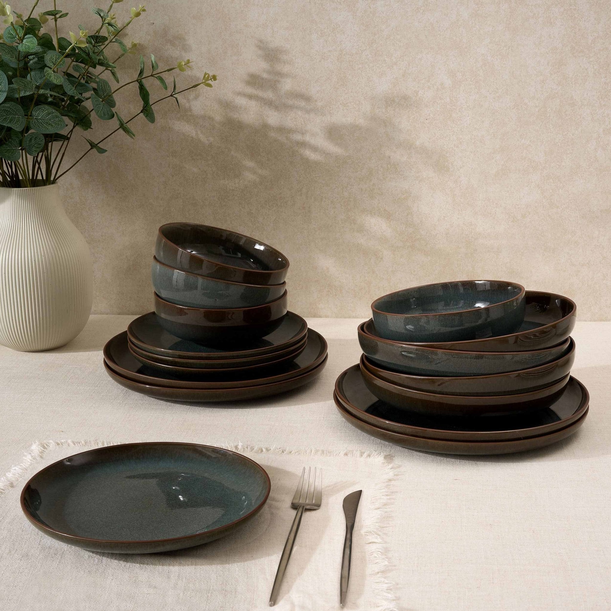 Dusklia - Juniper 16 Piece Dinner Set - Grey/Blue