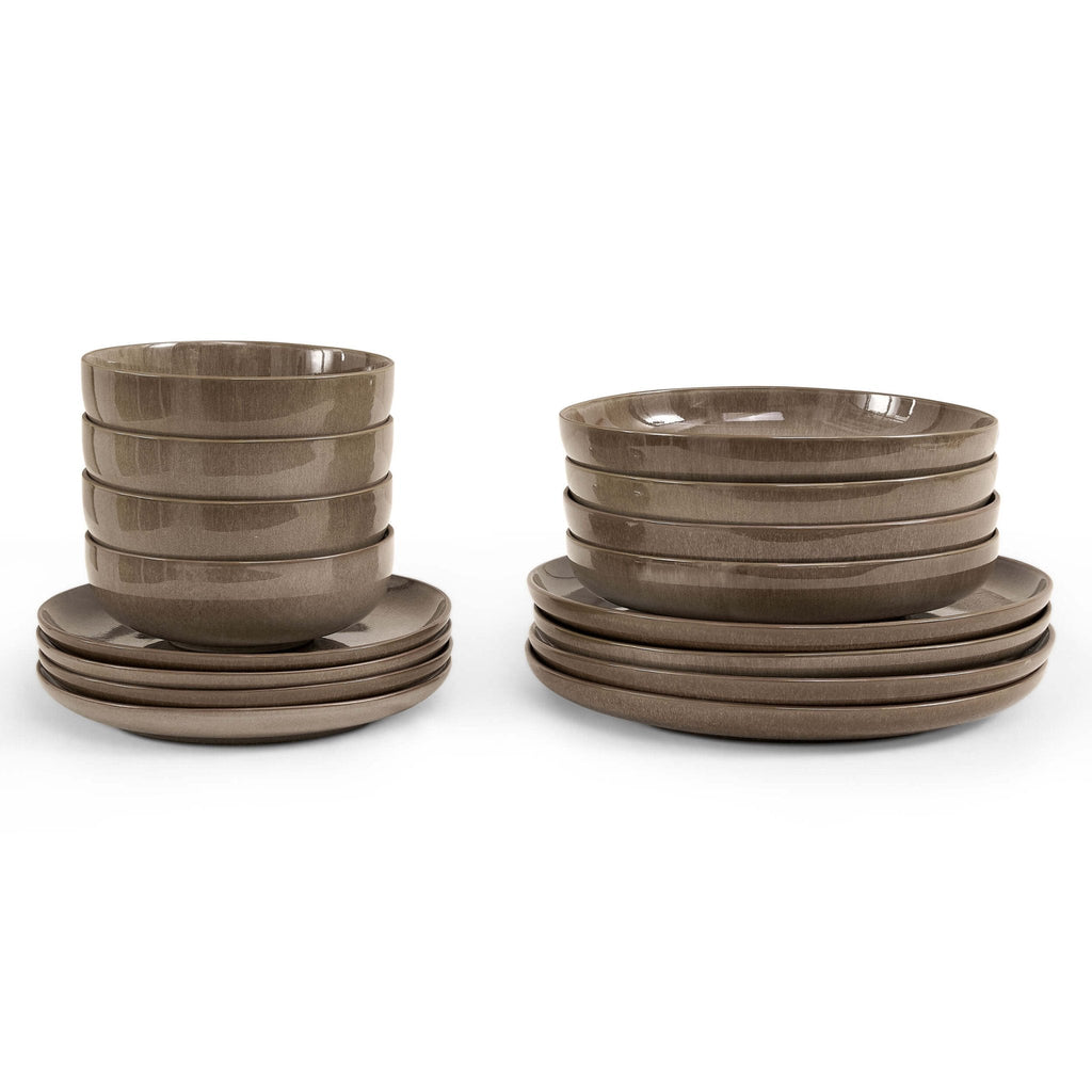 Dusklia - Juniper 16 Piece Dinner Set - Mocha