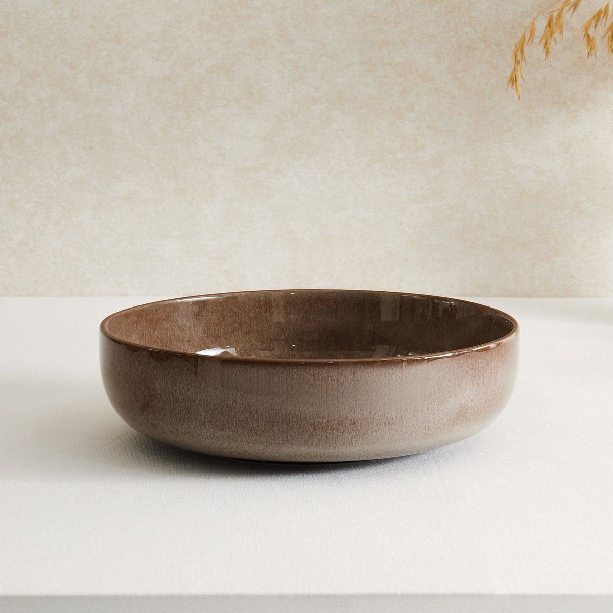 Dusklia - Juniper Reactive Glaze Serving Bowl - Mocha