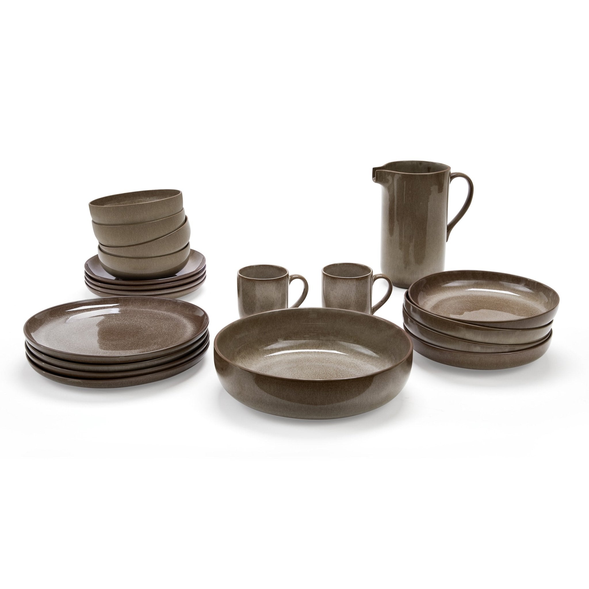 Dusklia - Juniper Reactive Glaze Serving Bowl - Mocha
