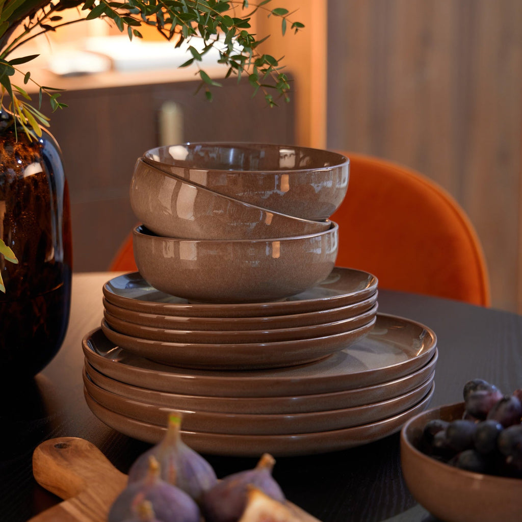 Dusklia - Juniper Reactive Glaze Set of 4 Cereal Bowls - Mocha