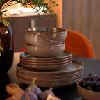 Dusklia - Juniper Reactive Glaze Set of 4 Cereal Bowls - Mocha