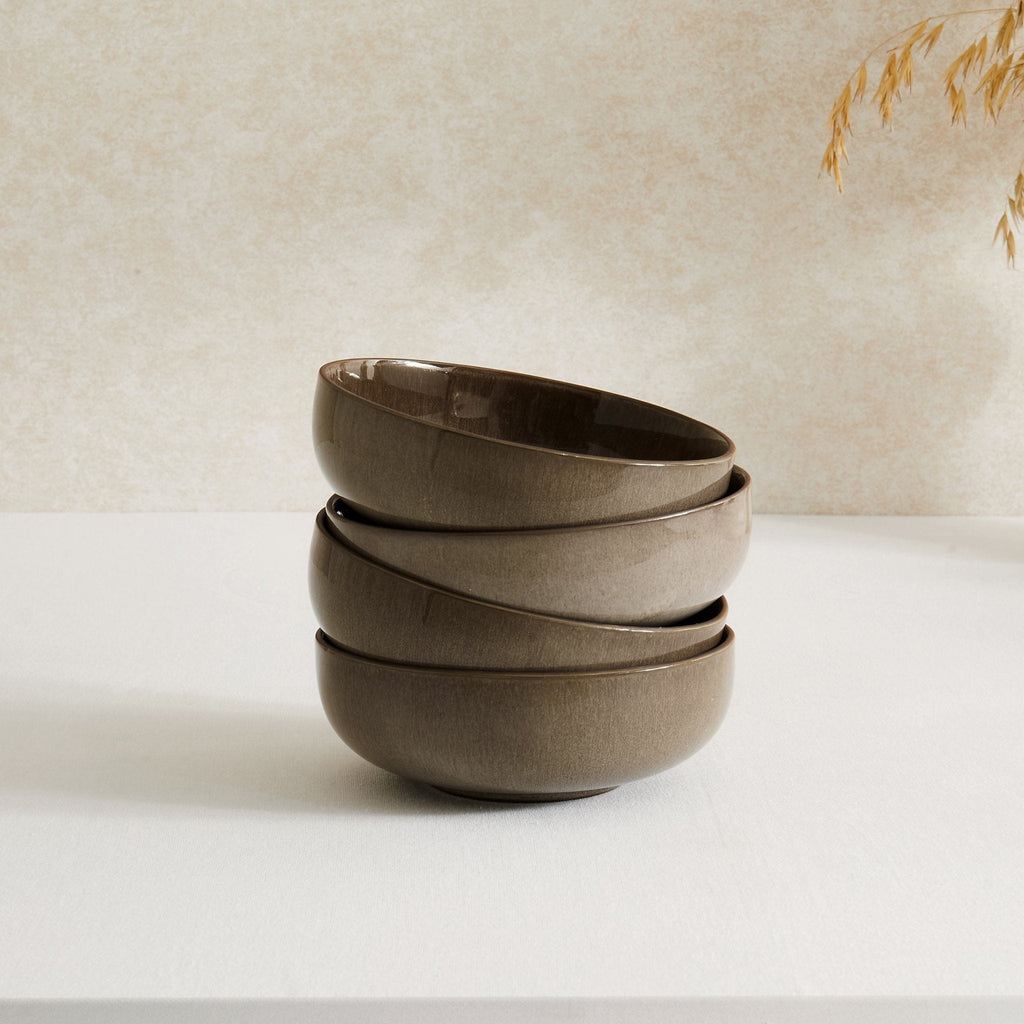 Dusklia - Juniper Reactive Glaze Set of 4 Cereal Bowls - Mocha