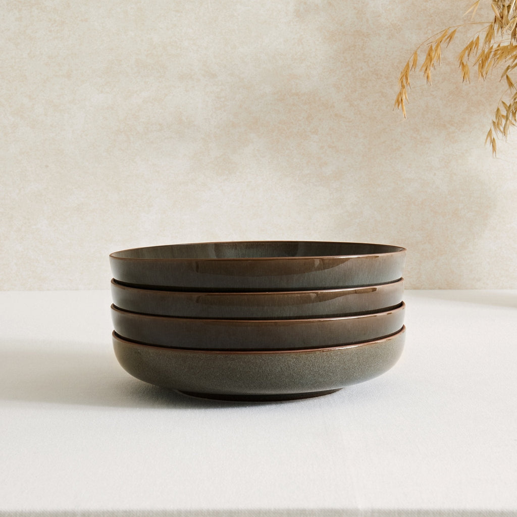 Dusklia - Juniper Reactive Glaze Set of 4 Pasta Bowls - Grey/Blue