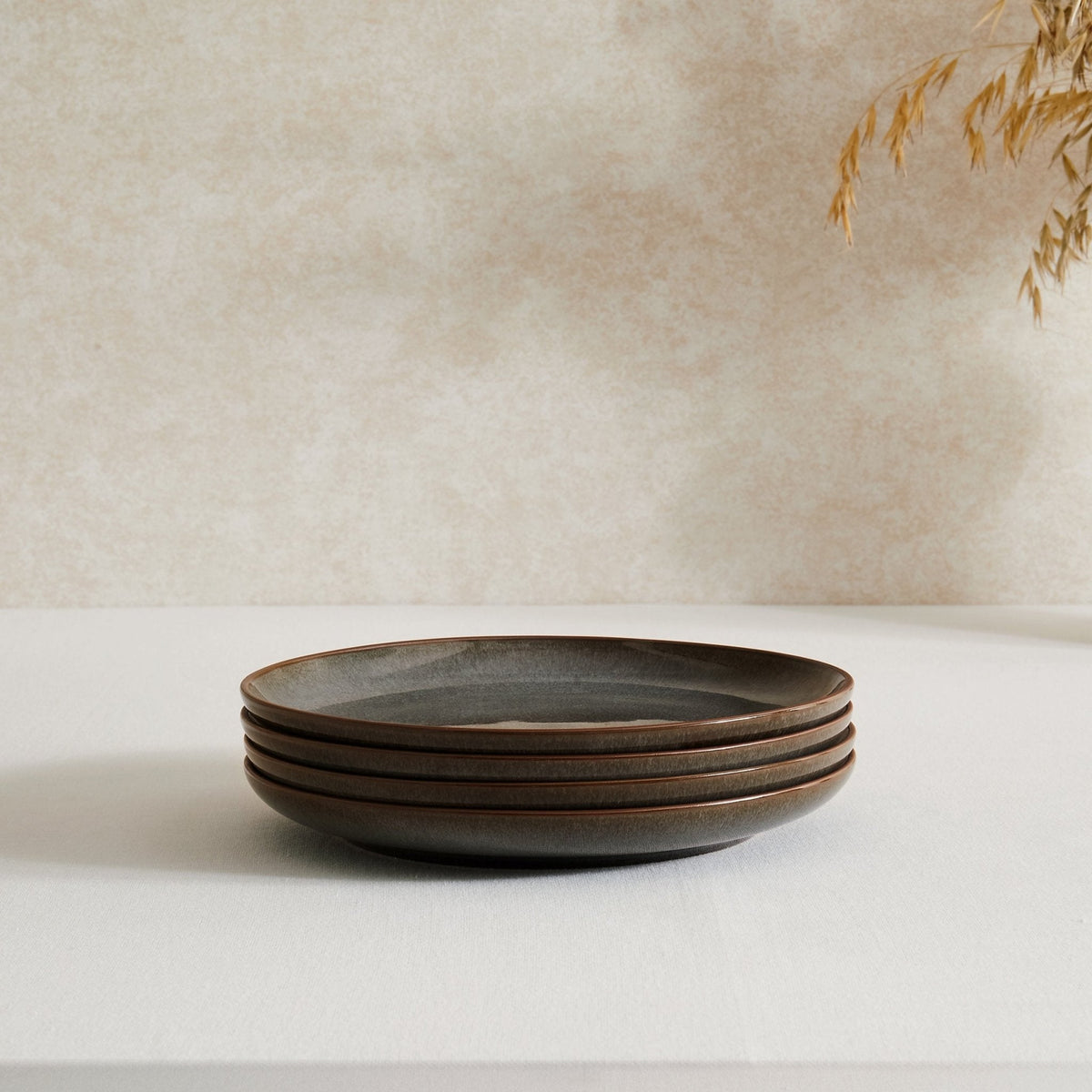 Dusklia - Juniper Reactive Glaze Set of 4 Side Plates - Grey/Blue