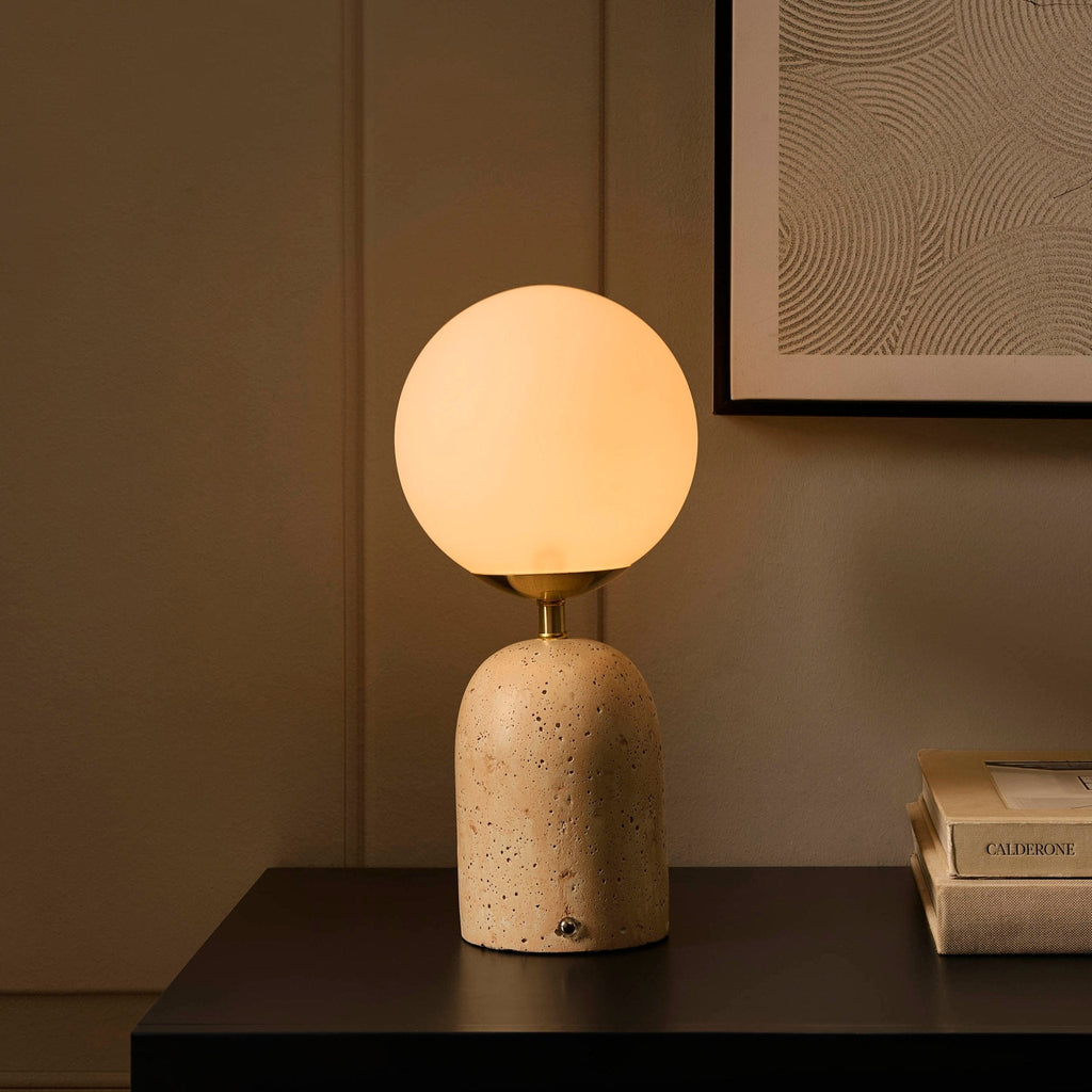 Dusklia - Kai Concrete with Opal Glass Rechargeable Wireless Table Lamp - Natural