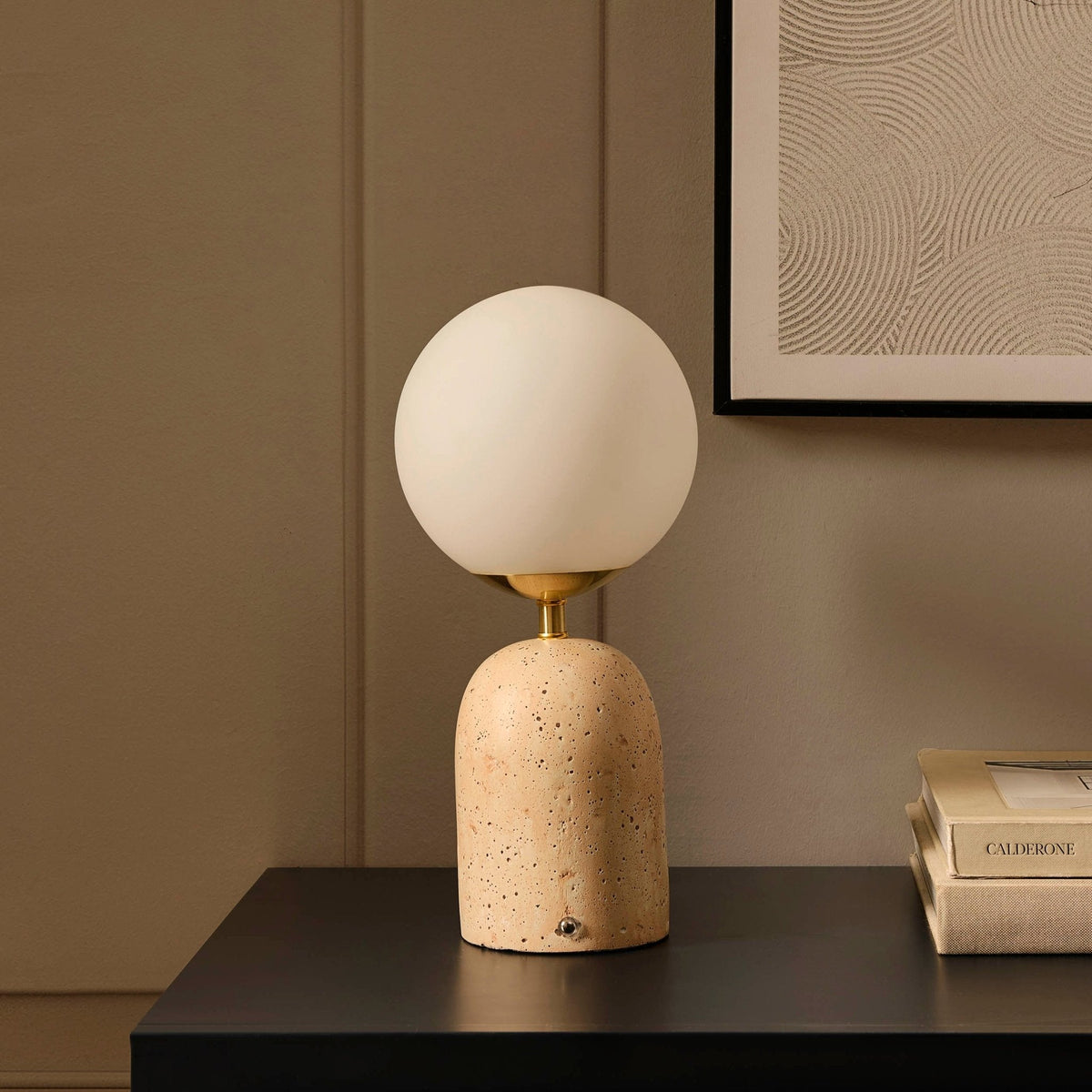 Dusklia - Kai Concrete with Opal Glass Rechargeable Wireless Table Lamp - Natural