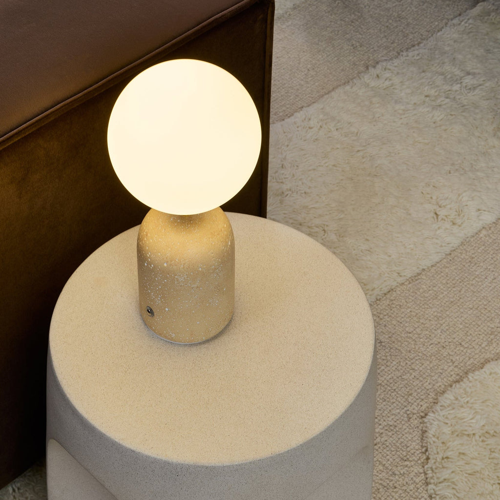 Dusklia - Kai Concrete with Opal Glass Rechargeable Wireless Table Lamp - Natural