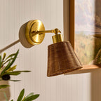 Dusklia - Kally Rechargeable Rattan Wall Light - Brass