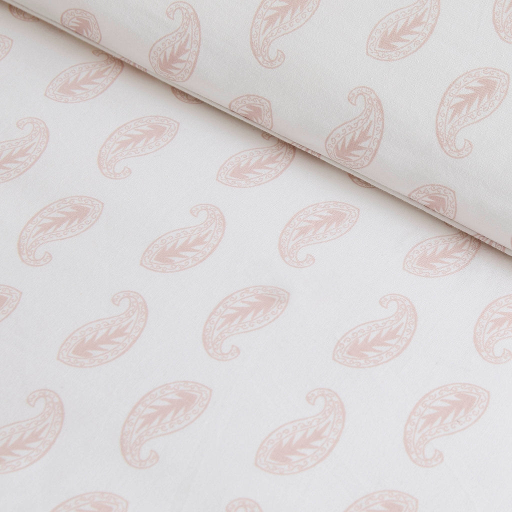 Dusklia - Kashmir 200 Thread Count Duvet Cover & Pillowcase Set - Paisley Print - White/Pink