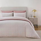Dusklia - Kashmir 200 Thread Count Duvet Cover & Pillowcase Set - Paisley Print - White/Pink