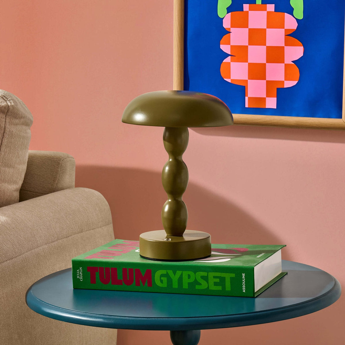 Dusklia - Kirsty Rechargeable Bobbin Table Lamp - Green