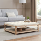 Dusklia - Knaresborough Button Back Coffee Table Pouffe - Chenille Ivory