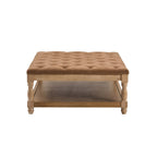 Dusklia - Knaresborough Button Back Coffee Table Pouffe - Chenille Caramel