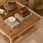 Dusklia - Knaresborough Button Back Coffee Table Pouffe - Chenille Caramel