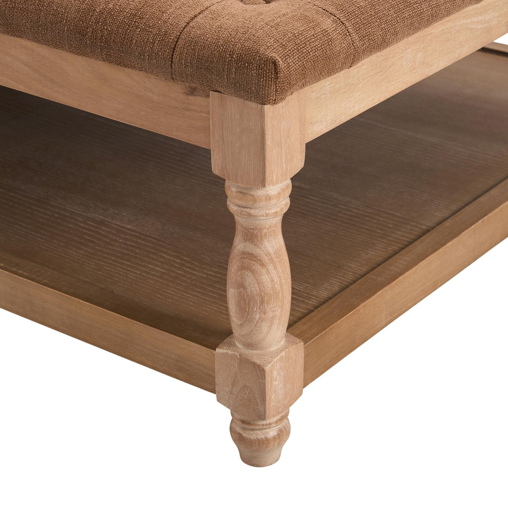 Dusklia - Knaresborough Button Back Coffee Table Pouffe - Chenille Caramel