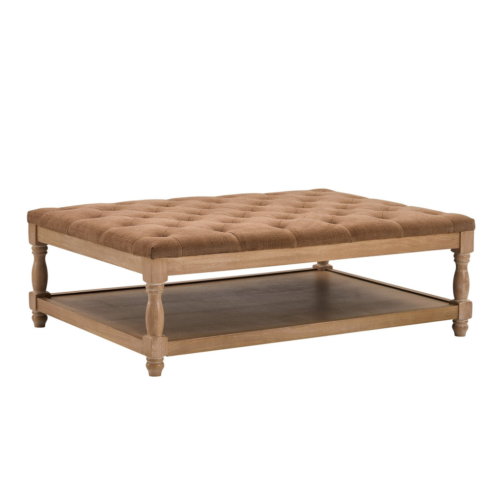 Dusklia - Knaresborough Button Back Coffee Table Pouffe - Chenille Caramel