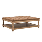 Dusklia - Knaresborough Button Back Coffee Table Pouffe - Chenille Caramel
