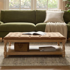 Dusklia - Knaresborough Button Back Coffee Table Pouffe - Chenille Caramel