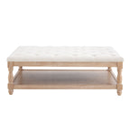 Dusklia - Knaresborough Button Back Coffee Table Pouffe - Cream Linen