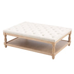 Dusklia - Knaresborough Button Back Coffee Table Pouffe - Cream Linen