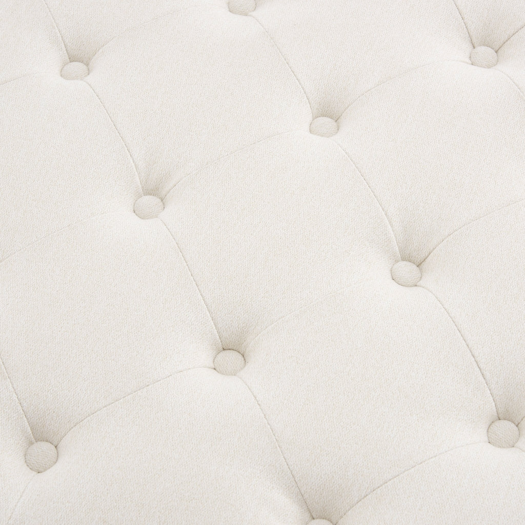 Dusklia - Knaresborough Button Back Coffee Table Pouffe - Cream Linen