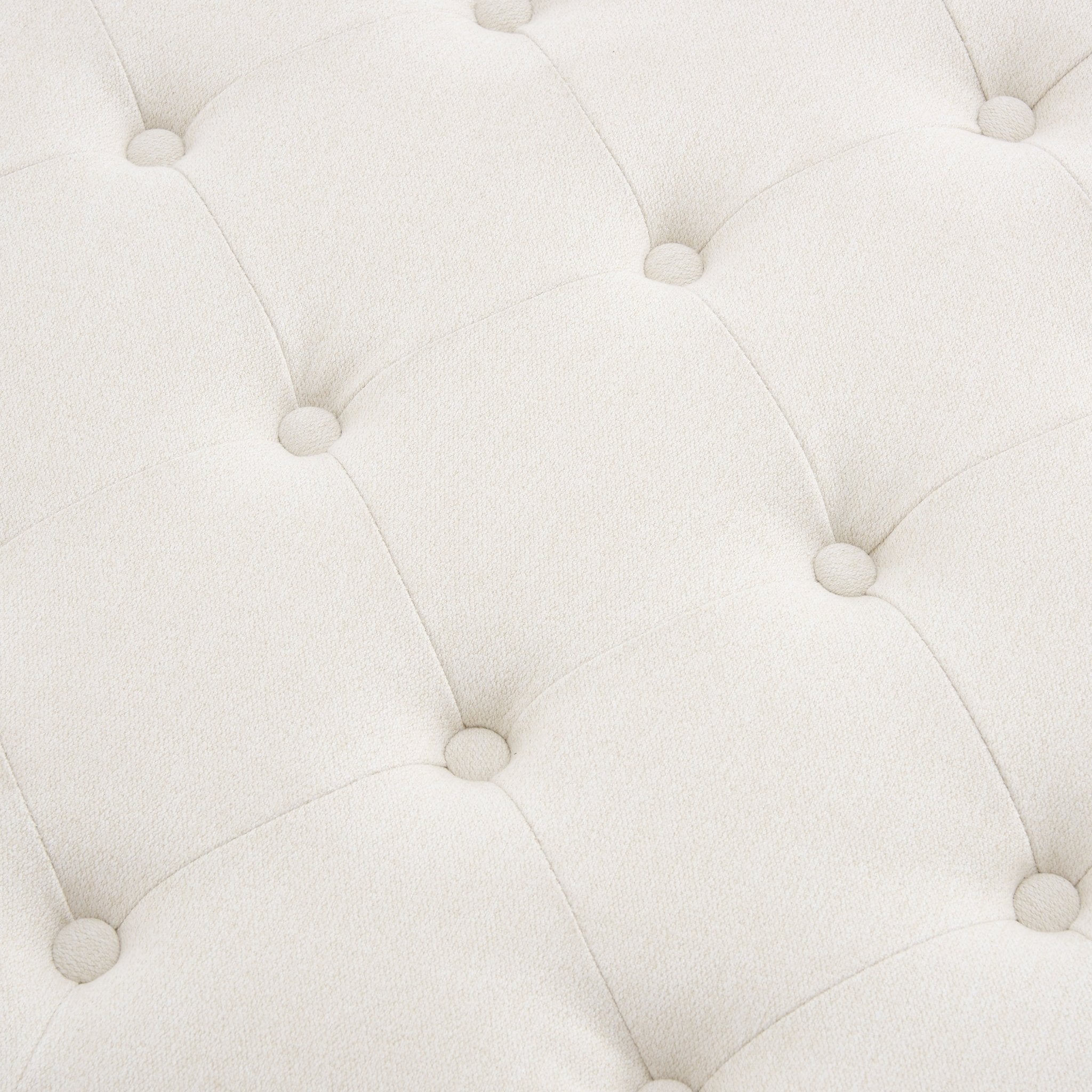 Dusklia - Knaresborough Button Back Coffee Table Pouffe - Cream Linen