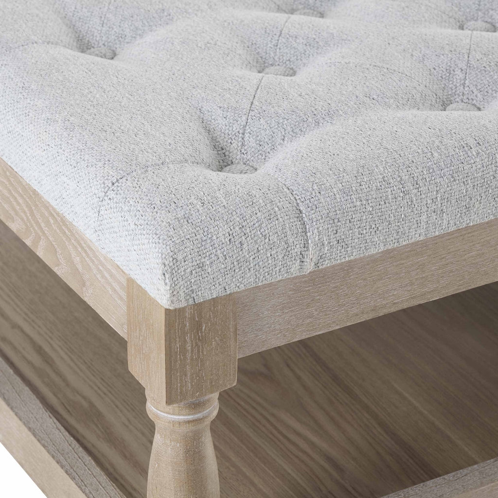 Dusklia - Knaresborough Button Back Coffee Table Pouffe - Light Grey