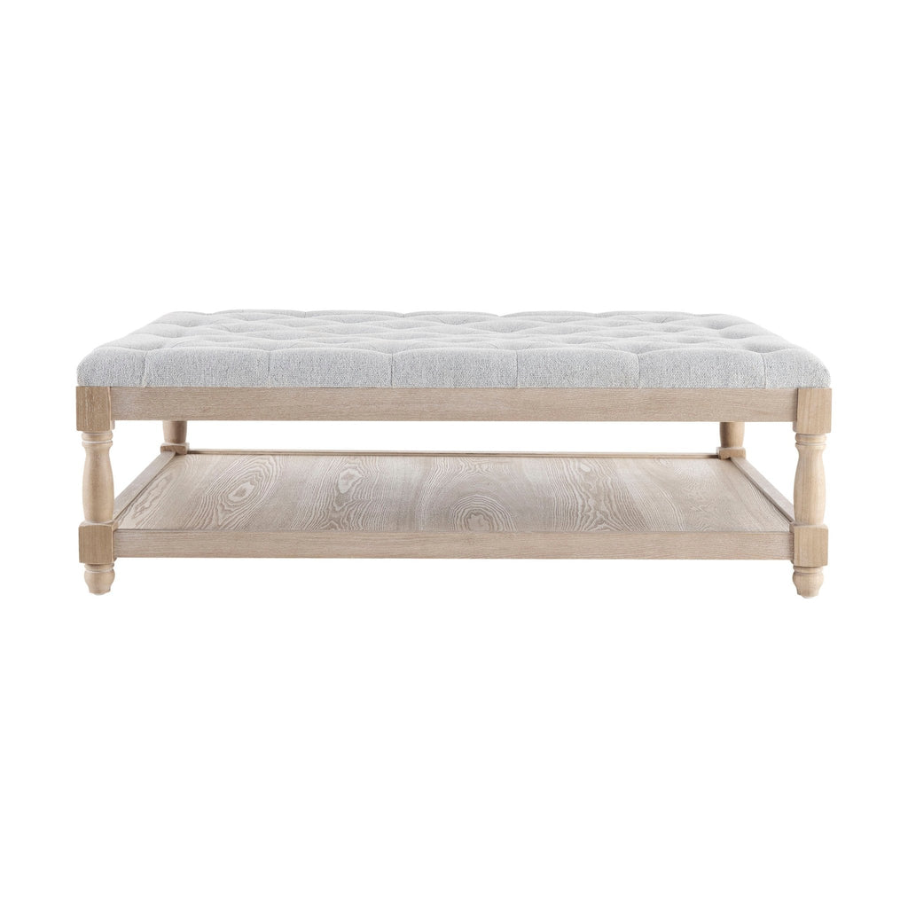 Dusklia - Knaresborough Button Back Coffee Table Pouffe - Light Grey