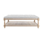 Dusklia - Knaresborough Button Back Coffee Table Pouffe - Light Grey