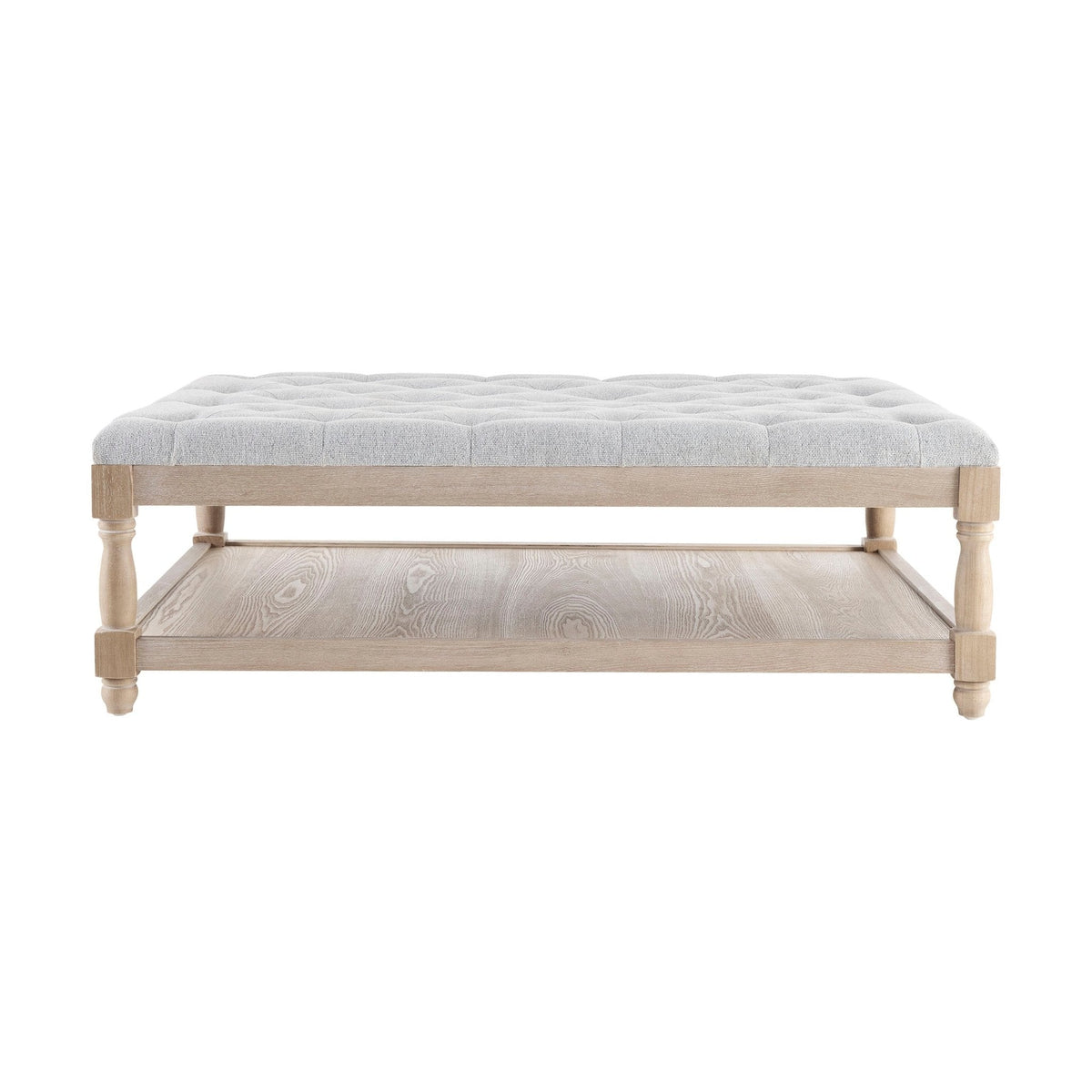 Dusklia - Knaresborough Button Back Coffee Table Pouffe - Light Grey